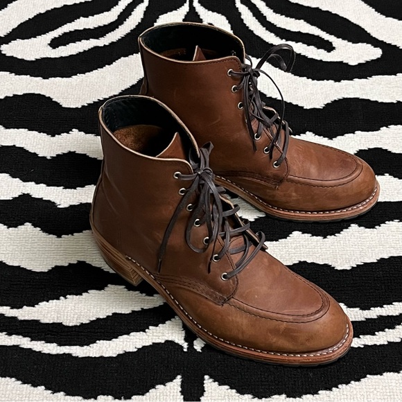 Red Wing Heritage Clara Amber Harness Leather Lace Up Heeled Boots 3406 Size 10 - Picture 7 of 16